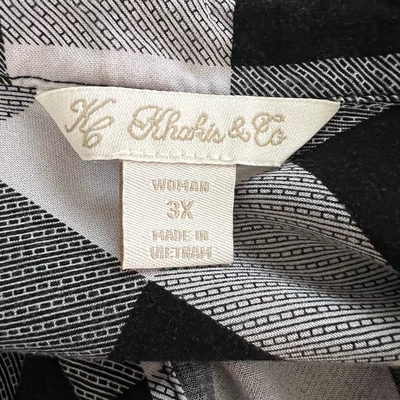 Khakis & Co Plaid Long Sleeve Double Pocket Button Down Blouse | Women's Plus 3X - Picture 4 of 9